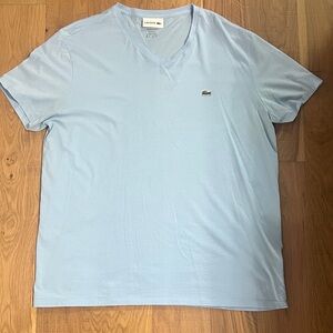 Lacoste Men’s Pale Blue V-Neck Cotton Tee